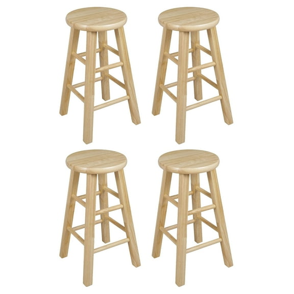 PJ Wood Classic Round-Seat 24" Kitchen Counter Stools, Natural (Set of 4)