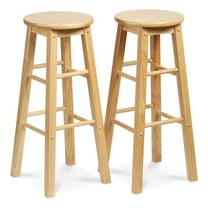 PJ Wood Classic Round-Seat 29 Inch Kitchen Bar Stools, Natural, Set of 2