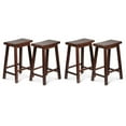 thumbnail image 1 of PJ Wood Classic Saddle-Seat 24" Kitchen Counter Stools, Walnut (Set of 4), 1 of 7