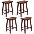 thumbnail image 1 of PJ Wood Classic Saddle Seat 24'' Kitchen Bar Counter Stool, Walnut (4 Pack), 1 of 11