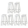 thumbnail image 1 of PJ Wood Classic Saddle-Seat 24In Kitchen Counter Stools, White (6 Pack), 1 of 7