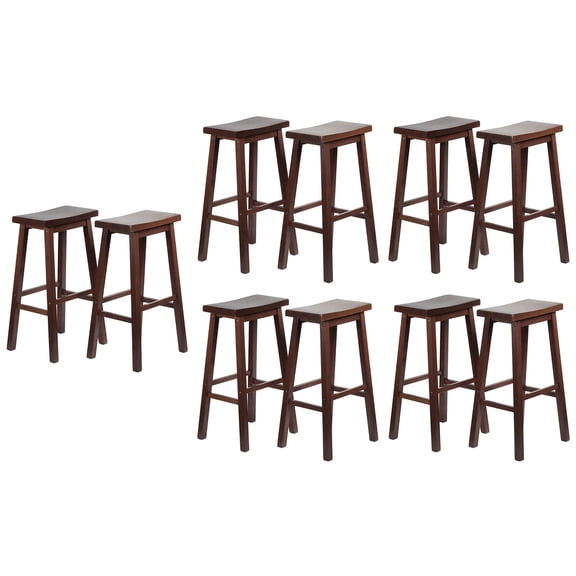 PJ Wood Classic Saddle Seat 29-Inch Tall Counter Stools, Walnut (Set of 10)