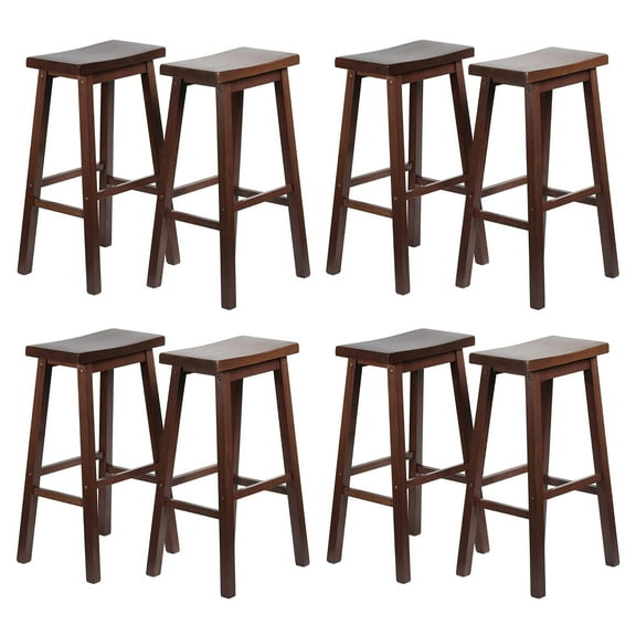 PJ Wood Classic Saddle Seat 29-Inch Tall Counter Stools, Walnut (Set of 8)