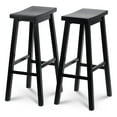 thumbnail image 1 of PJ Wood Classic Saddle-Seat 29In Kitchen Counter Stools, Black, Set of 2, 1 of 7
