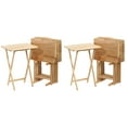 thumbnail image 1 of PJ Wood Folding Snack Tray Table w/Compact Storage Rack (10-Piece Set), 1 of 10