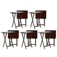 thumbnail image 1 of PJ Wood Folding TV Snack Tray Table Desk Stand, Espresso (10-Piece Set), 1 of 10