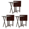 thumbnail image 1 of PJ Wood Folding TV Snack Tray Table Desk Stand, Espresso (6-Piece Set), 1 of 10