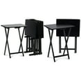 thumbnail image 1 of PJ Wood Folding TV Snack Tray Table with Compact Storage Rack, (Set of 7), 1 of 12