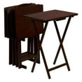 PJ Wood Folding TV Tray Tables with Storage Rack, Espresso, 5 Piece Set