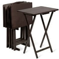 thumbnail image 1 of PJ Wood Folding TV Tray Tables with Storage Rack, Espresso, 5 Piece Set, 1 of 10