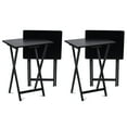 thumbnail image 1 of PJ Wood Portable Folding TV Snack Tray Table Desk Stand, Black, 4 Piece Set, 1 of 11