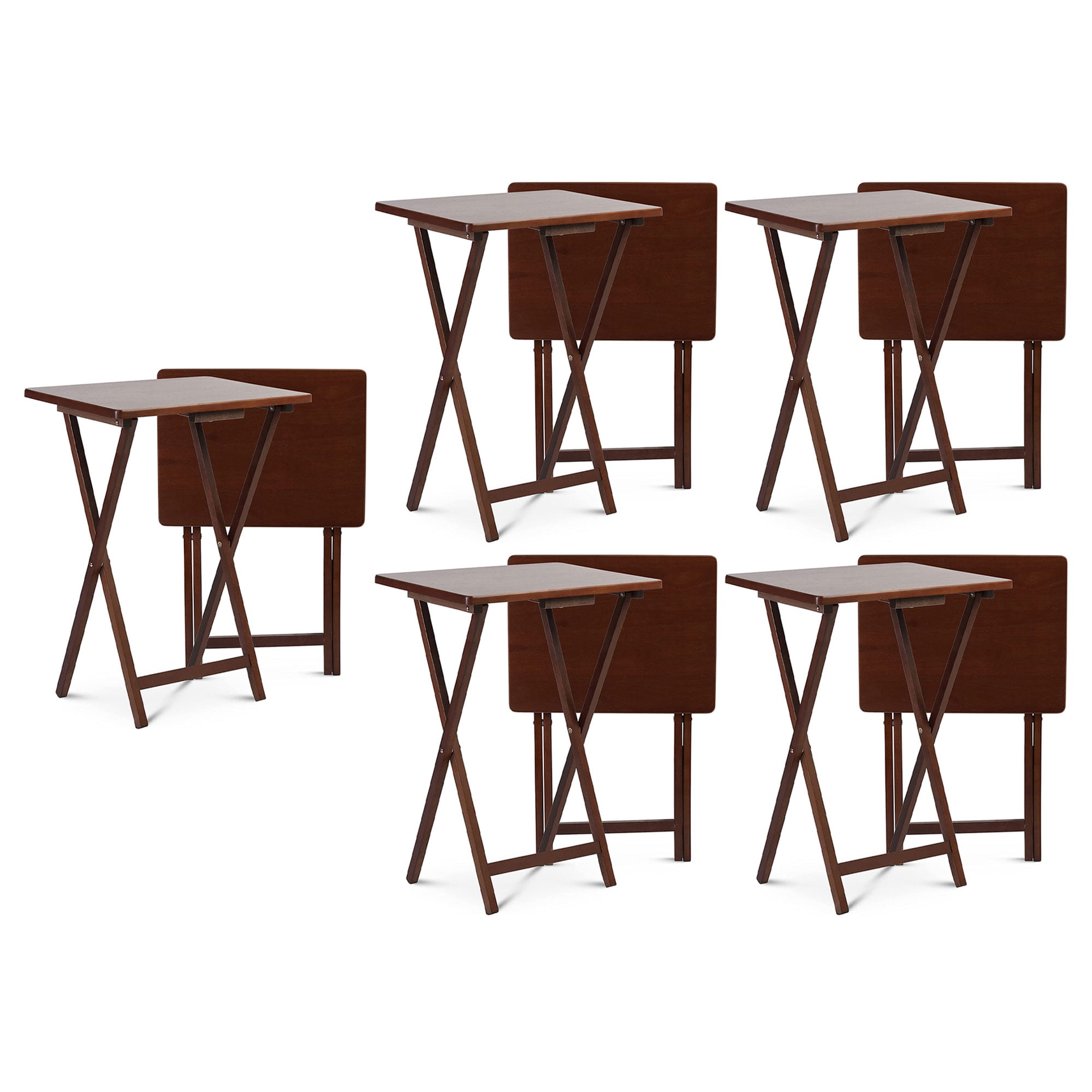 PJ Wood Portable Folding TV Tray Table Desk Stand, Honey Oak (10 Pack
