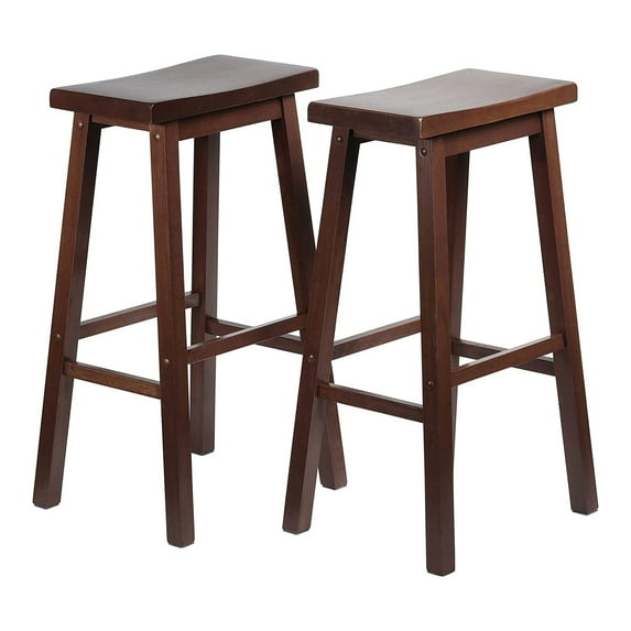 PJ Wood Saddle-Seat Barstools, Kitchen Counter, Walnut (Set of 2)
