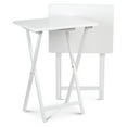thumbnail image 1 of PJ Wood Solid Wood Folding TV Tray and Snack Tables, White, 2 Piece Set, 1 of 12