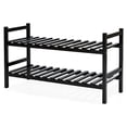 thumbnail image 1 of PJ Wood Stackable Wood Shoe Rack Organizer Shelf Closet Entryway Bedroom, Black, 1 of 11