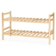 thumbnail image 1 of PJ Wood Stackable Wood Shoe Rack Organizer Shelf Closet Entryway Bedroom, Natural, 1 of 11