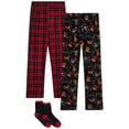 thumbnail image 1 of PJ's & Presents Boys' Christmas Pajama Pants - 2 Pack Flannel Fleece Sleep Pants with Socks (4-18), 1 of 7
