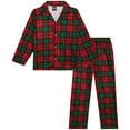 thumbnail image 1 of PJ's & Presents Boys' Christmas Pajamas - 2 Piece Plaid Flannel Coat Front Holiday Pajama Pants Set, 1 of 7