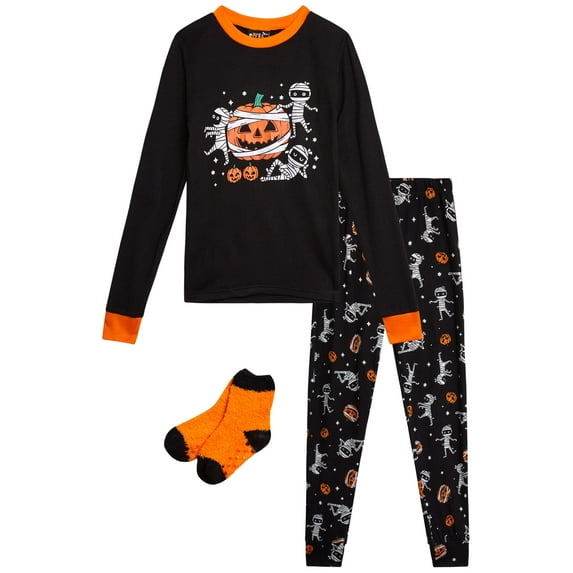 PJ’s & Pumpkins Boys Pajama Set - 2 Piece Long Sleeve Halloween Pajamas Shirts and Pants Set (2T-12)