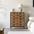 thumbnail image 1 of PJCOLL 37" Rustic Industrial Accent Cabinet - Fir Wood & Metal 2-Door Storage Cabinet with Faux Drawers, Entryway/Living Room/Bedroom Organizer, 1 of 9
