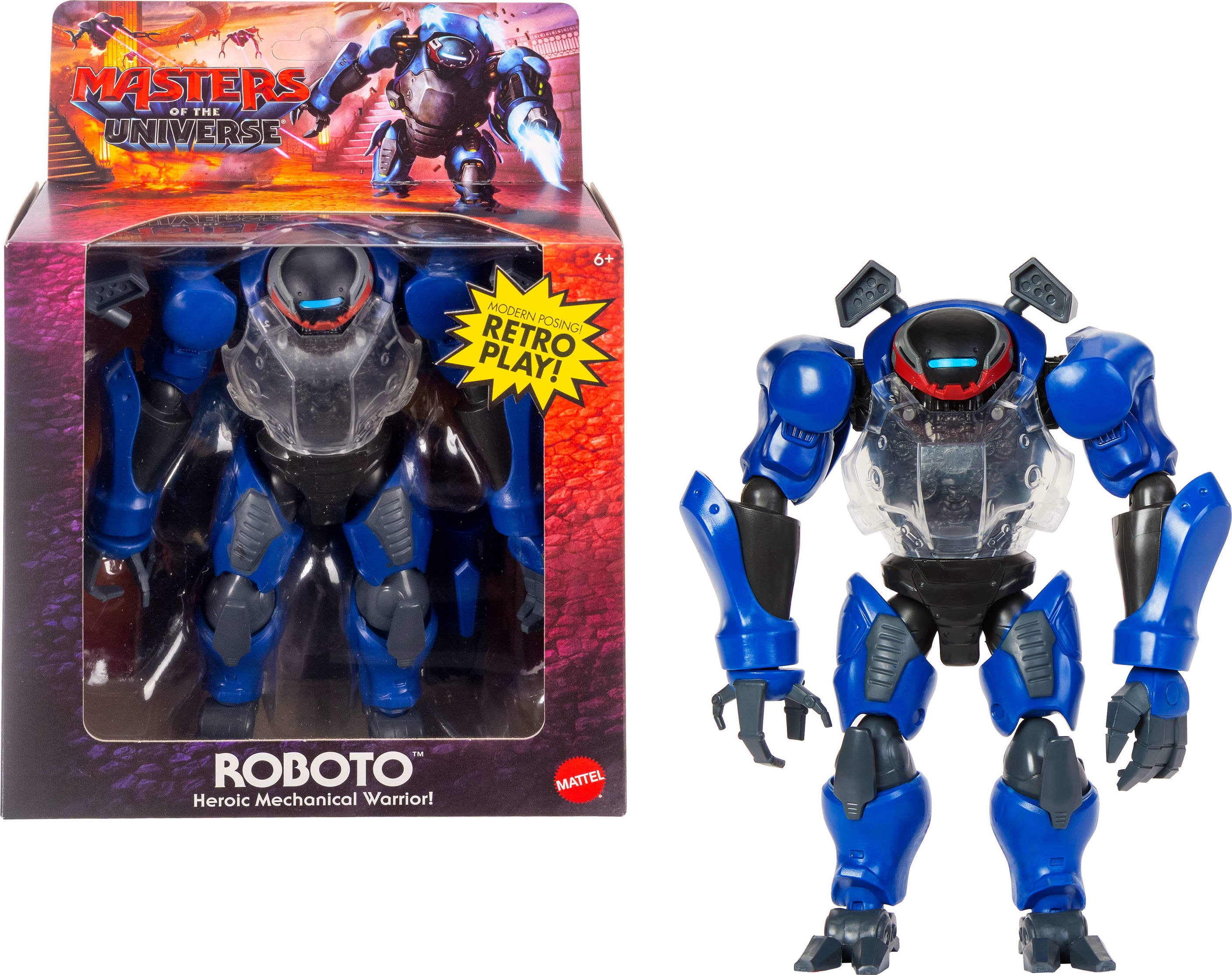 Masters of the Universe 2026 Movie Origins Deluxe Roboto Action Figure Toy, Mechanical Warrior