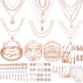 thumbnail image 1 of PJRYC 69 Pieces Gold Jewelry Set for Women Fashion Costume Jewelry Gold Plated Necklace Bracelet Earrings Set for Women, 1 of 14