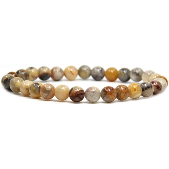 PJRYC Gem Semi Precious Gemstone 6mm Round Beads Stretch Bracelet 7" Unisex