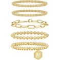 thumbnail image 1 of PJRYC Gold Bracelets for Women Waterproof, 14K Gold Plated Beaded Strand Bead Ball Bracelets stack Adjustable Jewelry Set for Gifts, 1 of 13