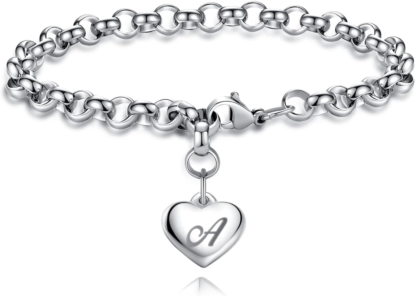 PJRYC Initial Charm Bracelets for Girls Women Stainless Steel A-Z Bracelet Personalized Gifts Birthday Graduation Easter Basket Stocking Stuffers for Teens Girls Women Jewelry