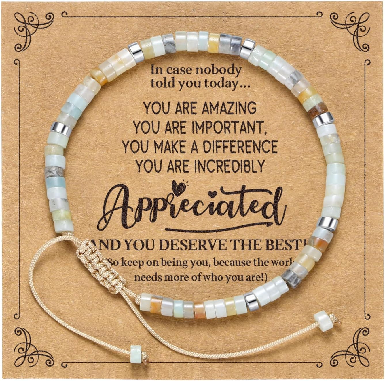 PJRYC Inspirational Gifts Healing Natural Stone Bracelets-Thinking of You,Get Well Soon Encouragement Gifts Strength Bracelets for Women Friends Sister,Christmas Stocking Stuffers Thanksgiving Basket