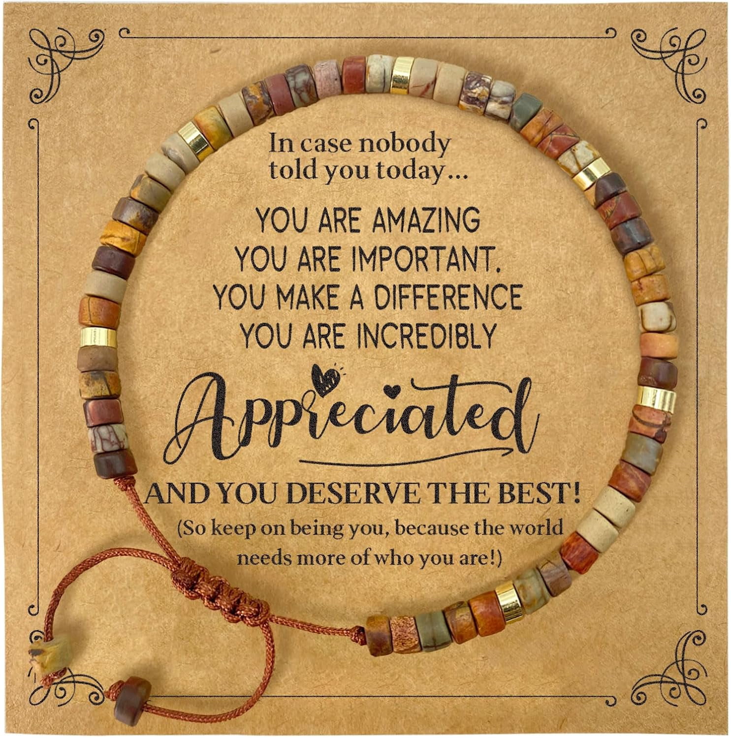 PJRYC Inspirational Gifts Healing Natural Stone Bracelets-Thinking of You,Get Well Soon Encouragement Gifts Strength Bracelets for Women Friends Sister,Christmas Stocking Stuffers Thanksgiving Basket