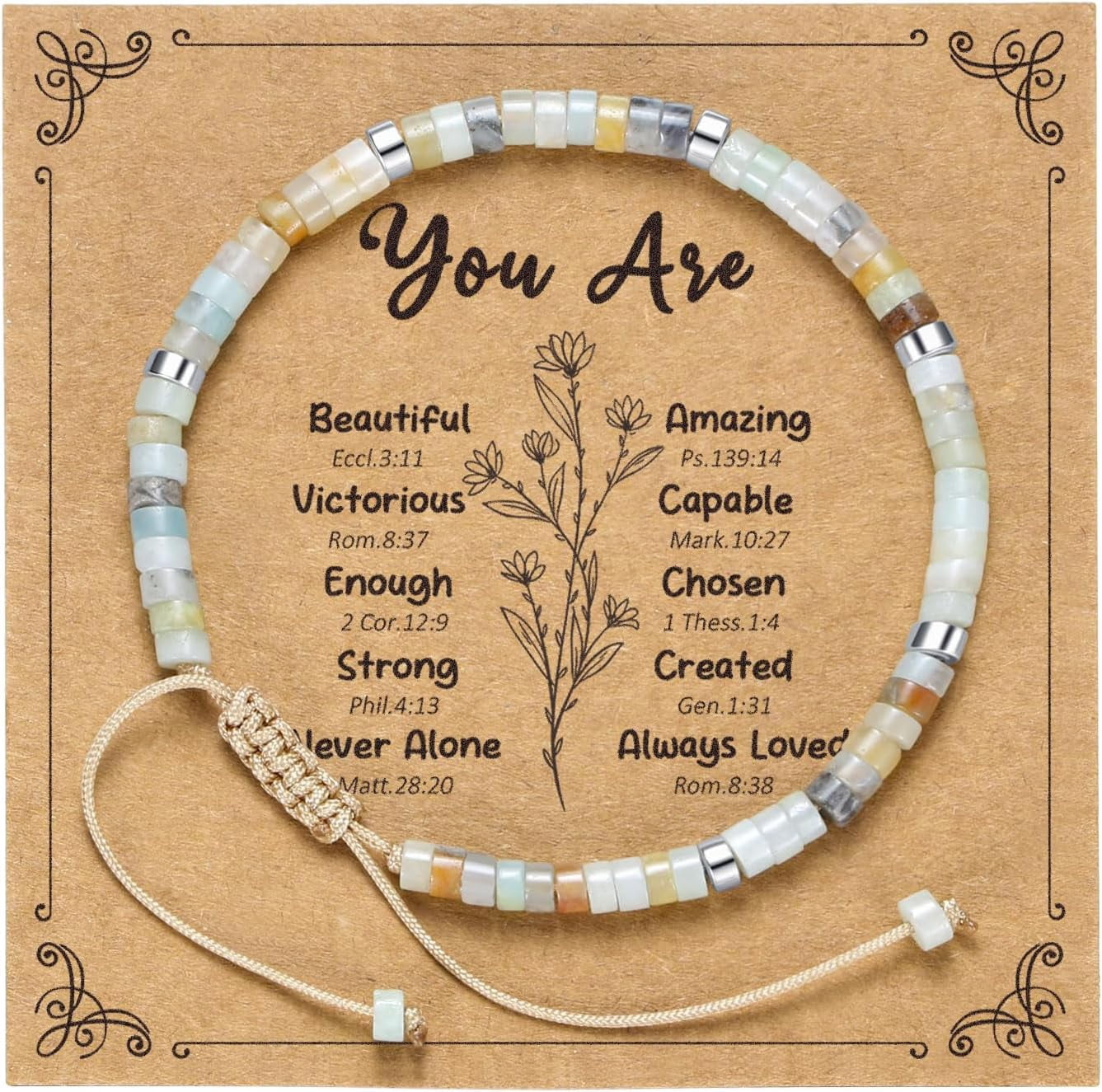 PJRYC Inspirational Gifts Healing Natural Stone Bracelets-Thinking of You,Get Well Soon Encouragement Gifts Strength Bracelets for Women Friends Sister,Christmas Stocking Stuffers Thanksgiving Basket