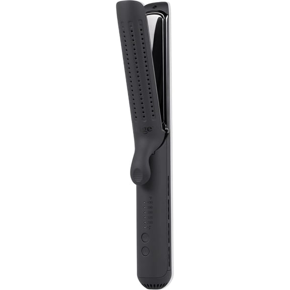 PJRYC Le Duo Edge 360° Airflow Titanium Styler Blush | 2-in-1 Flat Iron Straightener & Curling Iron | 1” Wide Titanium Plates with Rounded Corners & Softly Beveled Edges (Black)