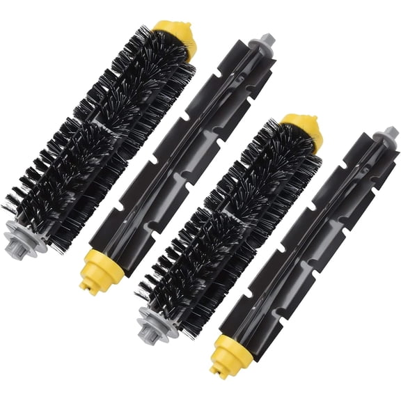 PJRYC Replacement Parts for iRobot Roomba 600 Series 690 980 670 660 651 650 630 614 595 585 564 552, 2 Pairs Bristle and Flexible Beater Brush, Vacuum Cleaner Kit