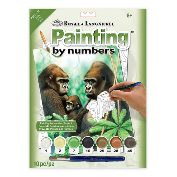 Royal & Langnickel Painting by numbers™ 10pc Gorillas Project