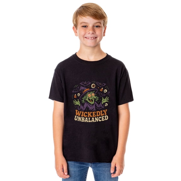 PJammy Halloween T-Shirt Boys' Wickedly Unbalanced Short Sleeve Tee