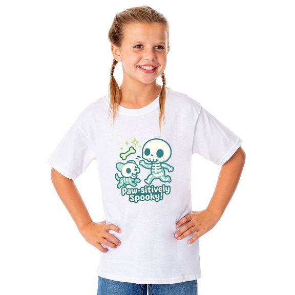 PJammy Halloween T-Shirt Girls' Skeleton Fetch Short Sleeve Tee