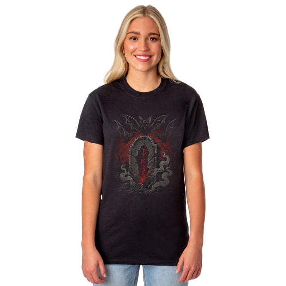 PJammy Halloween T-Shirt Women's Graveyard Bats Short Sleeve Tee