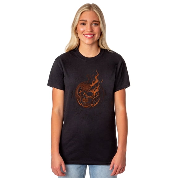 PJammy Halloween T-Shirt Women's Pumpkin Skull Short Sleeve Tee