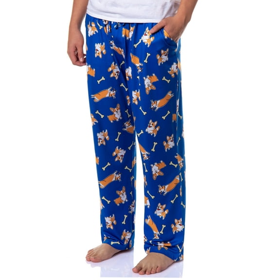 PJammy Men's Pajama Pants Corgi Dog Breed All-Over Tossed Print Sleep Lounge Bottoms