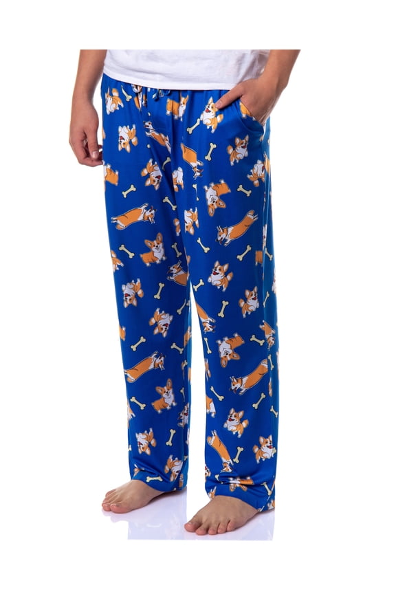 Men's Pajama Pants Corgi Dog Breed All-Over Tossed Print Sleep Lounge Bottoms