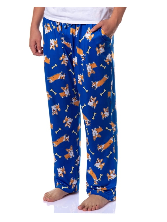Men's Pajama Pants Corgi Dog Breed All-Over Tossed Print Sleep Lounge Bottoms