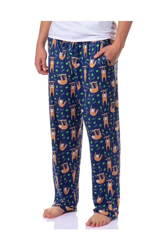 Men's Sloth Animal Hanging Around Sleep Lounge Pajama Sleepwear Pants