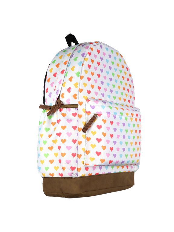 Rainbow Hearts Backpack All-Over Design 16" Book Bag School Tech Sleeve Adjustable Shoulder Straps