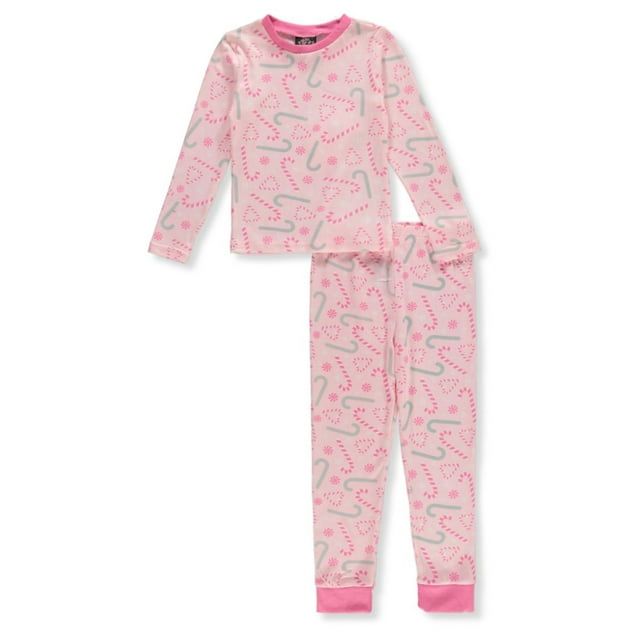 PJs & Presents Girls' 2Piece Candy Cane Pajamas Set pink, 10 12