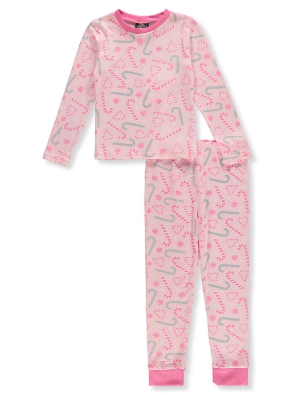 PJs & Presents Girls' 2-Piece Candy Cane Pajamas Set - pink, 4 (Little ...