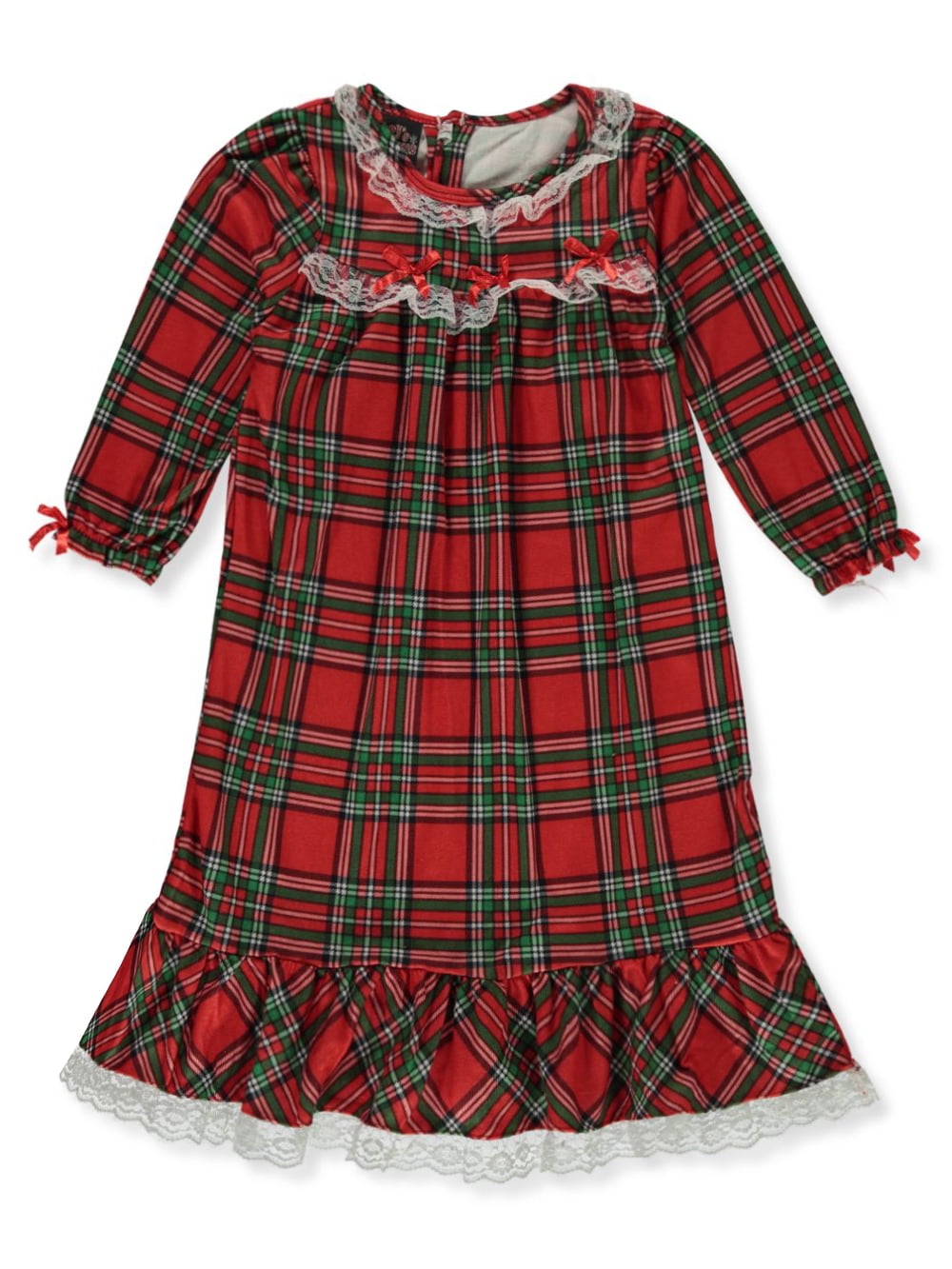 PJs & Presents Girls' Plaid Granny Nightgown red/multi, 4t (Toddler