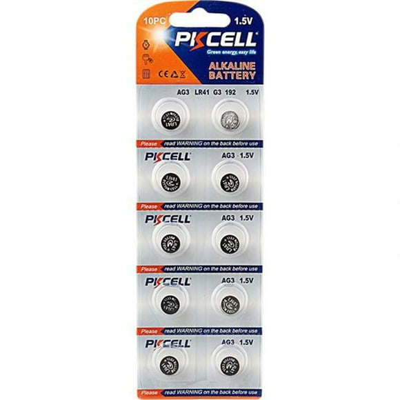 PK Cell AG3-10B 1.5V Alkaline Button Cell Battery, Pack of 10
