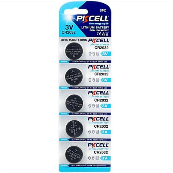 PK Cell CR2032-5B 3.0V Lithium Manganese Dioxide Battery, Pack of 5