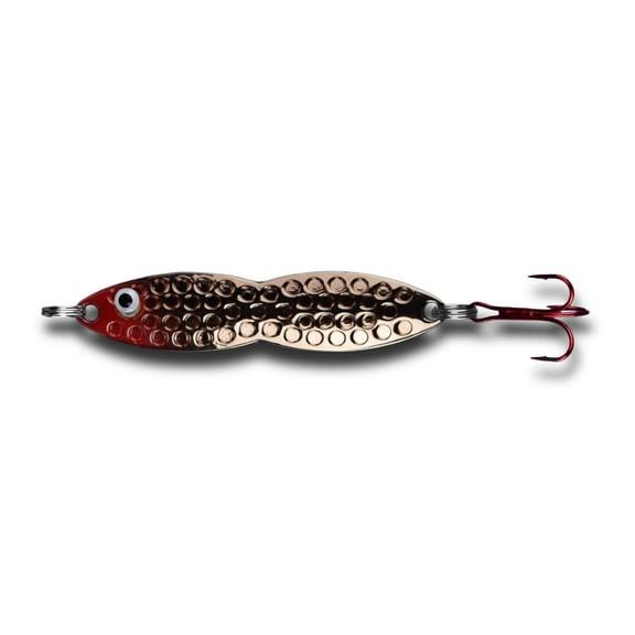 PK Flutter Fish Jigging Spoon - All Seasons Fishing Lure - Ice Fishing Lure - Vertical Jigging (Copper Plate, 3/8 Oz)